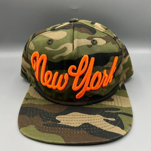 New York Hat‎ Men Green Camouflage Kbethos Snap Back Cap - Picture 1 of 8